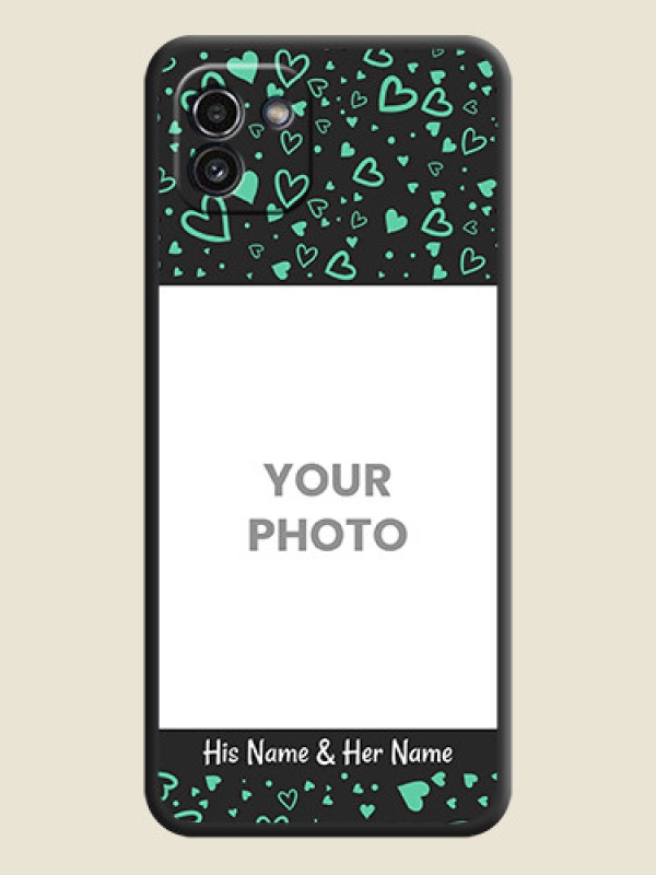 Custom Sea Green Indefinite Love Pattern on Photo on Space Black Soft Matte Mobile Cover - Galaxy A03 - alternate view
