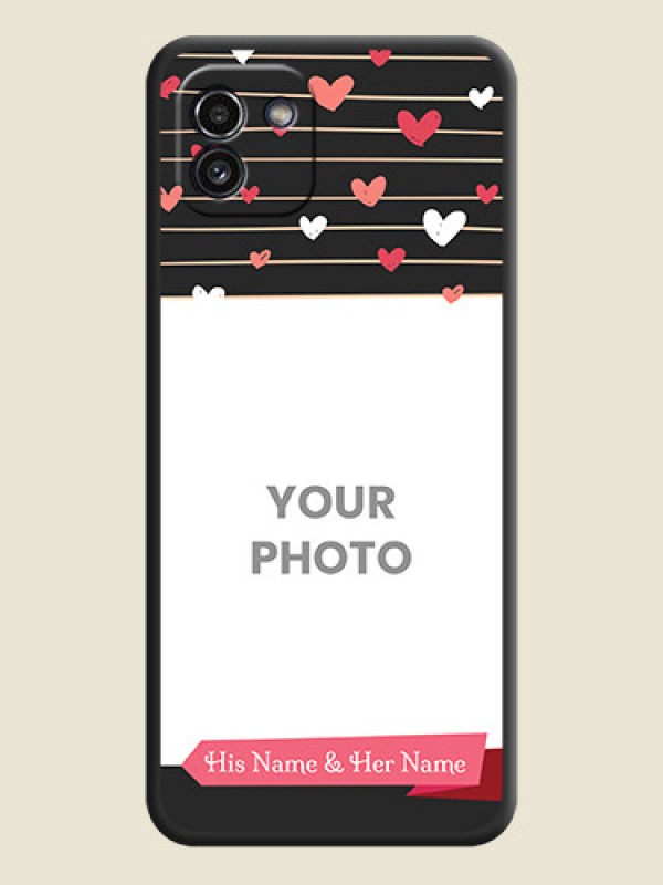 Custom Love Pattern with Name on Pink Ribbon  on Photo on Space Black Soft Matte Back Cover - Galaxy A03 - alternate view