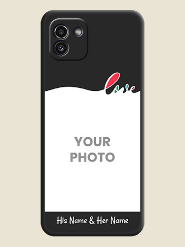 Custom Fall in Love Pattern with Picture on Photo on Space Black Soft Matte Mobile Case - Galaxy A03 - alternate view