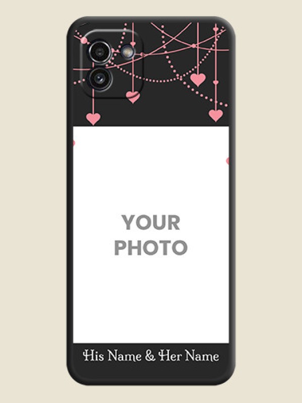 Custom Pink Love Hangings with Text on Space Black Custom Soft Matte Back Cover - Galaxy A03 - alternate view