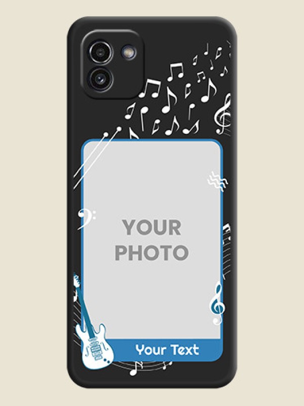Custom Musical Theme Design with Text on Photo on Space Black Soft Matte Mobile Case - Galaxy A03 - alternate view