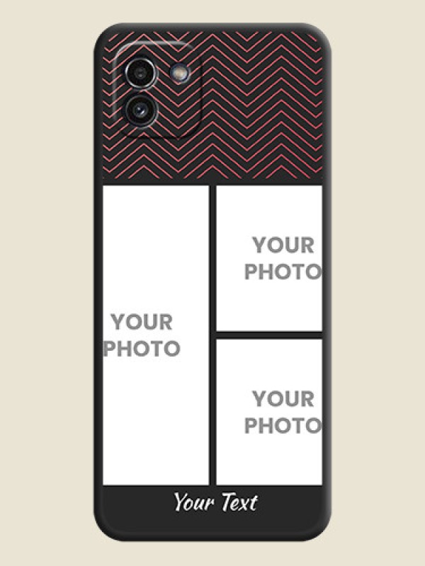 Custom Wave Pattern with 3 Image Holder on Space Black Custom Soft Matte Back Cover - Galaxy A03 - alternate view