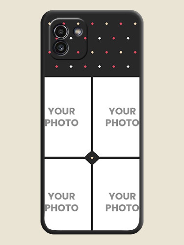 Custom Multicolor Dotted Pattern with 4 Image Holder on Space Black Custom Soft Matte Phone Cases - Galaxy A03 - alternate view