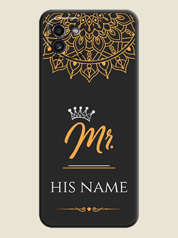 Custom Mr Name with Floral Design  on Personalised Space Black Soft Matte Cases - Galaxy A03 - alternate view