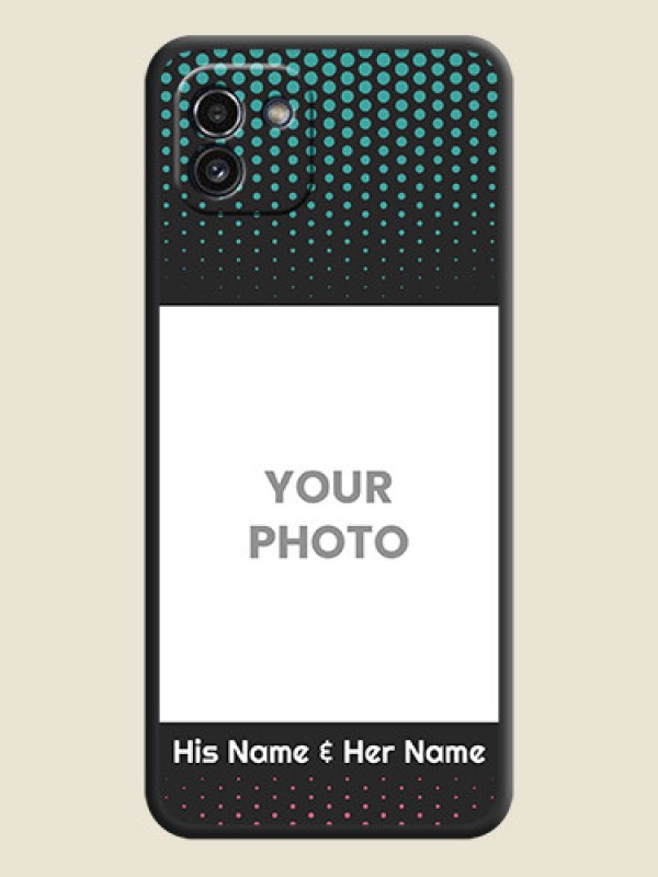 Custom Faded Dots with Grunge Photo Frame and Text on Space Black Custom Soft Matte Phone Cases - Galaxy A03 - alternate view