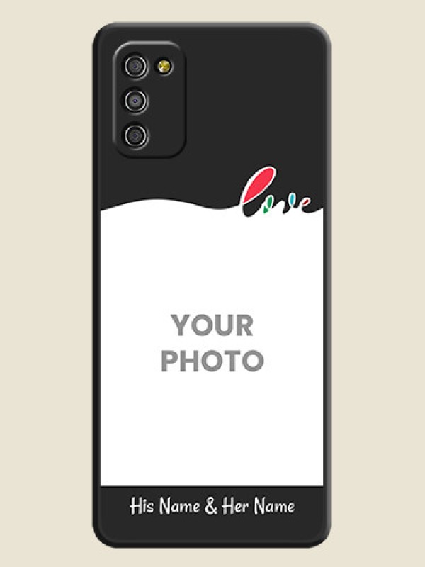 Custom Fall in Love Pattern with Picture on Photo on Space Black Soft Matte Mobile Case - Galaxy A03s - alternate view