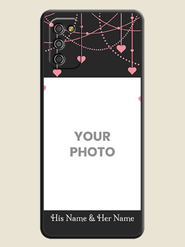 Custom Pink Love Hangings with Text on Space Black Custom Soft Matte Back Cover - Galaxy A03s - alternate view