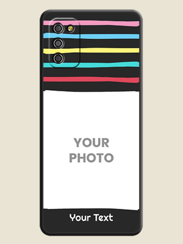 Custom Multicolor Lines with Image on Space Black Personalized Soft Matte Phone Covers - Galaxy A03s - alternate view