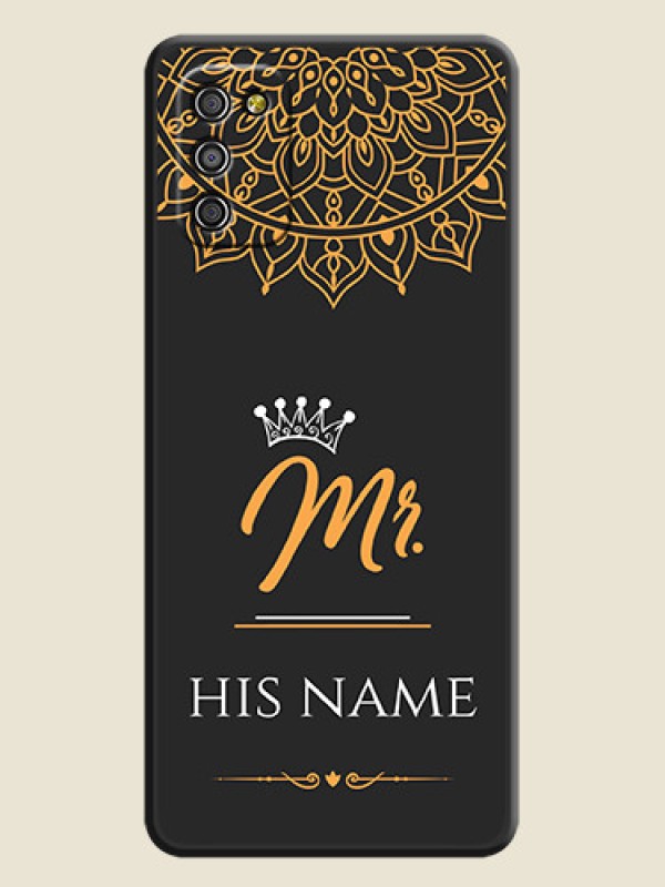 Custom Mr Name with Floral Design  on Personalised Space Black Soft Matte Cases - Galaxy A03s - alternate view