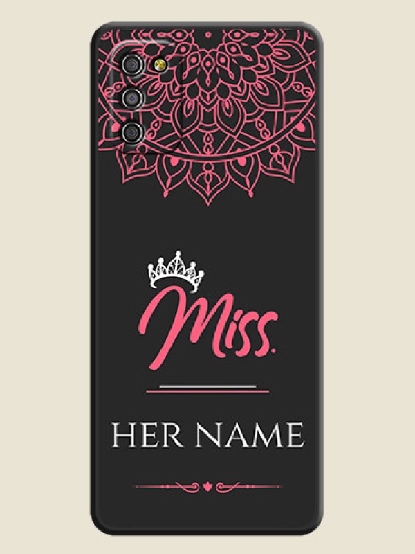 Custom Mrs Name with Floral Design on Space Black Personalized Soft Matte Phone Covers - Galaxy A03s - alternate view