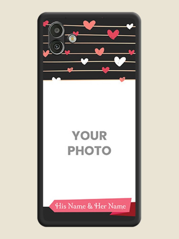 Custom Love Pattern with Name on Pink Ribbon  on Photo on Space Black Soft Matte Back Cover - Samsung Galaxy A04 - alternate view