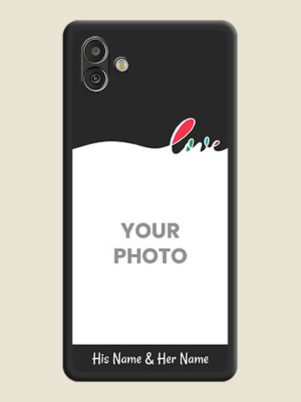 Custom Fall in Love Pattern with Picture on Photo on Space Black Soft Matte Mobile Case - Samsung Galaxy A04 - alternate view
