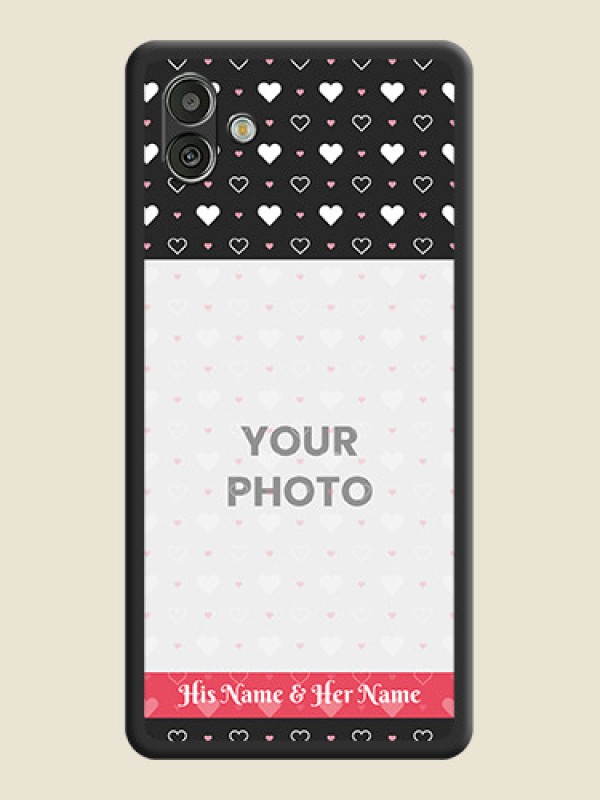 Custom White Color Love Symbols with Text Design on Photo on Space Black Soft Matte Phone Cover - Samsung Galaxy A04 - alternate view