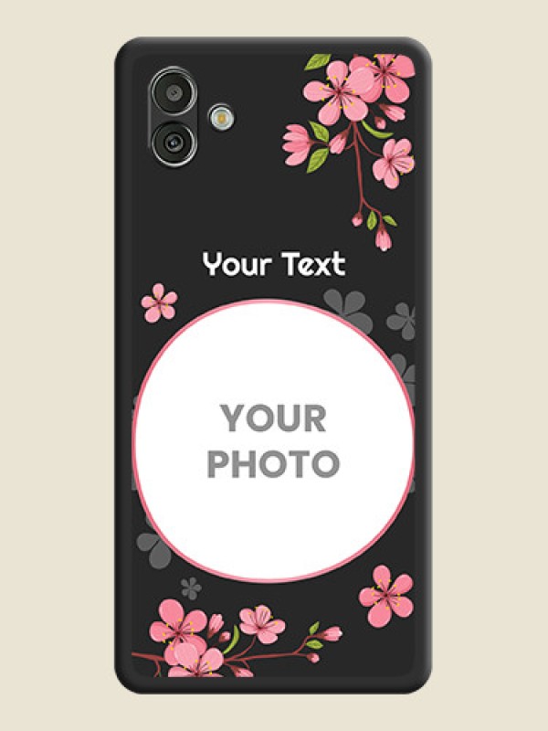 Custom Round Image with Pink Color Floral Design on Photo on Space Black Soft Matte Back Cover - Samsung Galaxy A04 - alternate view