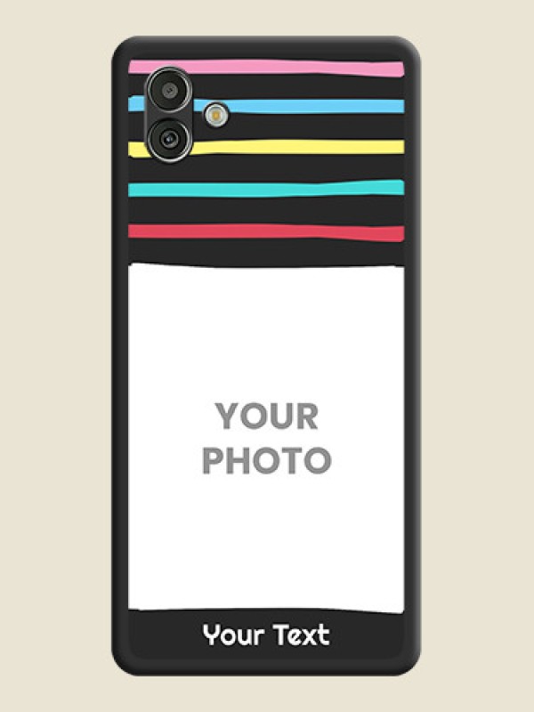 Custom Multicolor Lines with Image on Space Black Personalized Soft Matte Phone Covers - Samsung Galaxy A04 - alternate view