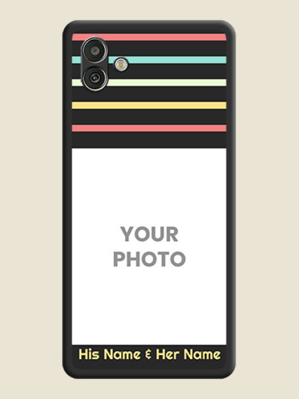 Custom Color Stripes with Photo and Text on Photo on Space Black Soft Matte Mobile Case - Samsung Galaxy A04 - alternate view