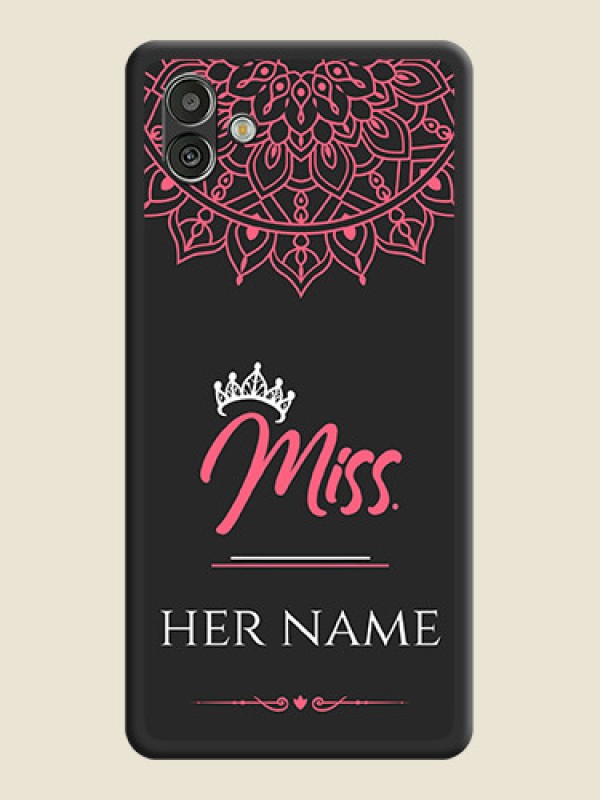 Custom Mrs Name with Floral Design on Space Black Personalized Soft Matte Phone Covers - Samsung Galaxy A04 - alternate view
