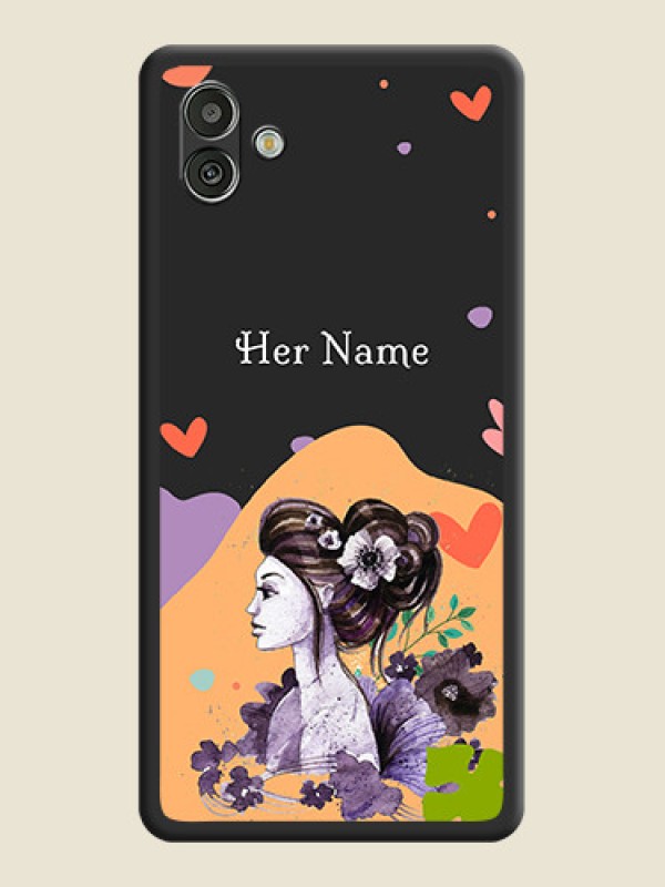 Custom Namecase For Her With Fancy Lady Image On Space Black Personalized Soft Matte Phone Covers -Samsung Galaxy A04 - alternate view