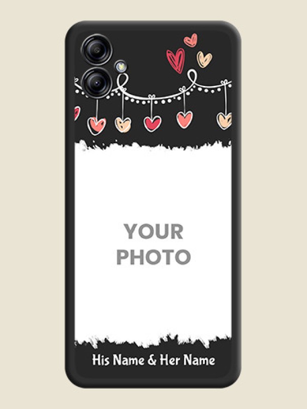 Custom Pink Love Hangings with Name on Space Black Custom Soft Matte Phone Cases - Samsung Galaxy A04e - alternate view