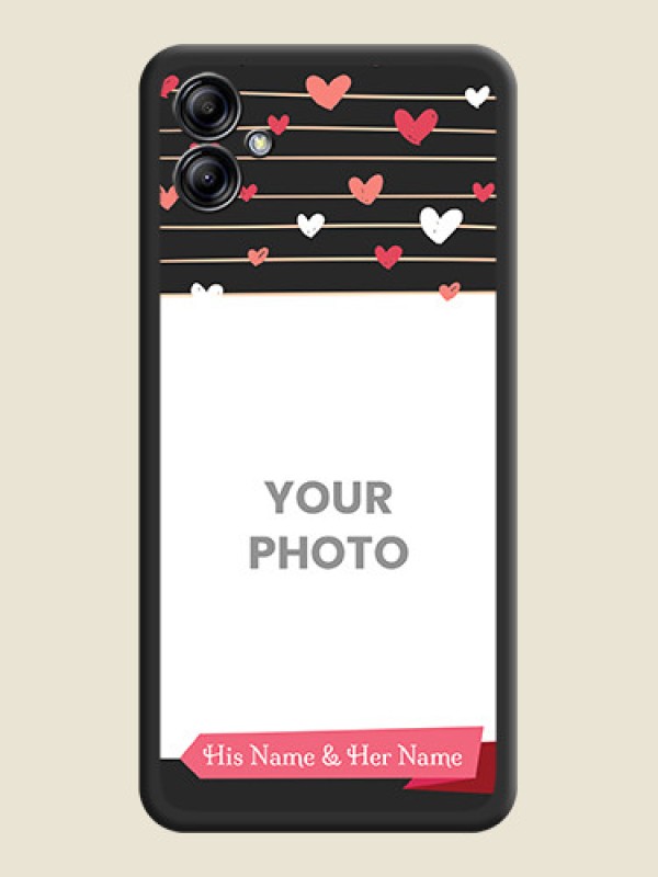 Custom Love Pattern with Name on Pink Ribbon  on Photo on Space Black Soft Matte Back Cover - Samsung Galaxy A04e - alternate view