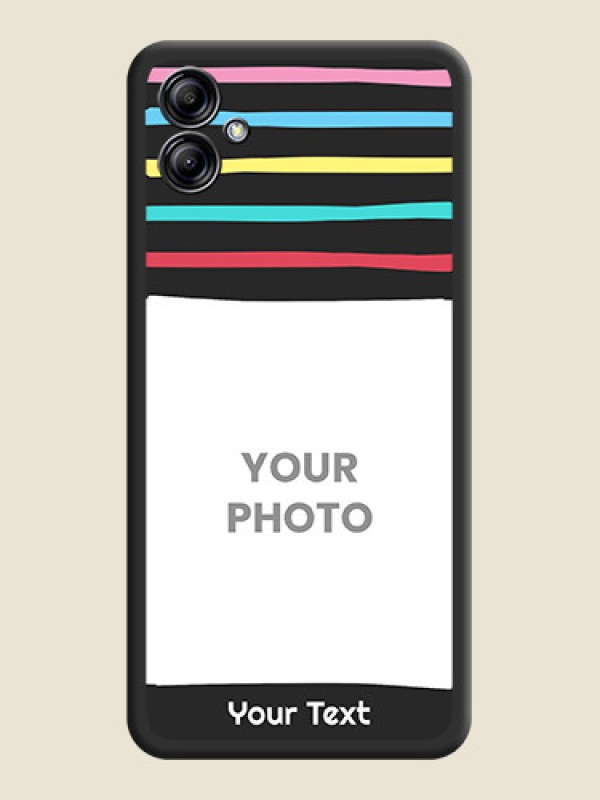 Custom Multicolor Lines with Image on Space Black Personalized Soft Matte Phone Covers - Samsung Galaxy A04e - alternate view