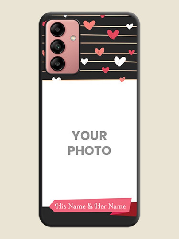 Custom Love Pattern with Name on Pink Ribbon  on Photo on Space Black Soft Matte Back Cover - Galaxy A04s - alternate view