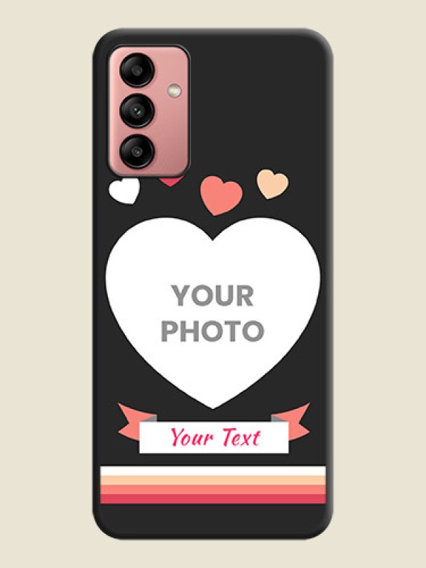 Custom Love Shaped Photo with Colorful Stripes on Personalised Space Black Soft Matte Cases - Galaxy A04s - alternate view