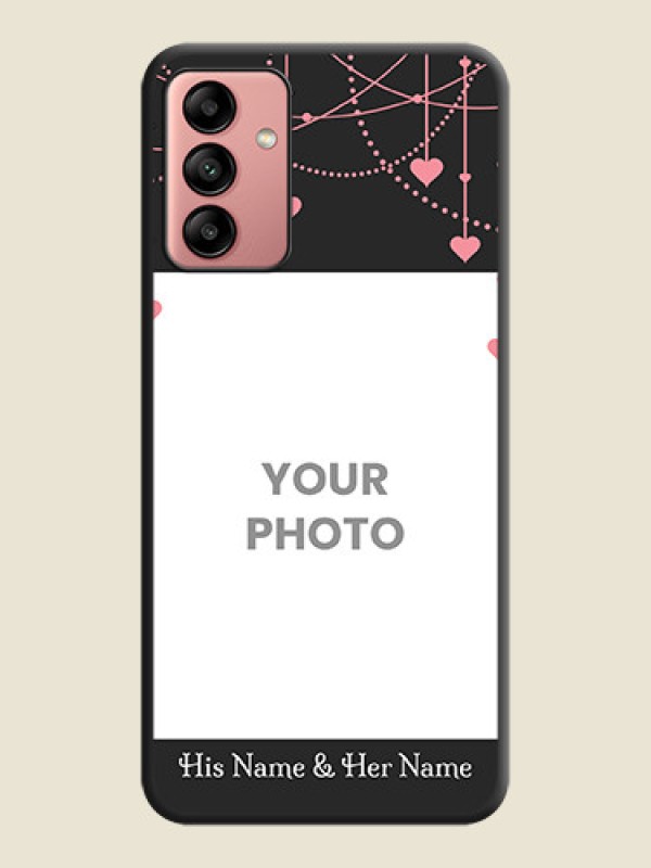 Custom Pink Love Hangings with Text on Space Black Custom Soft Matte Back Cover - Galaxy A04s - alternate view