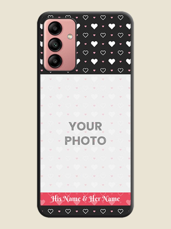 Custom White Color Love Symbols with Text Design on Photo on Space Black Soft Matte Phone Cover - Galaxy A04s - alternate view
