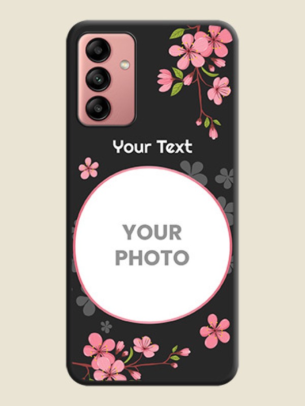 Custom Round Image with Pink Color Floral Design on Photo on Space Black Soft Matte Back Cover - Galaxy A04s - alternate view