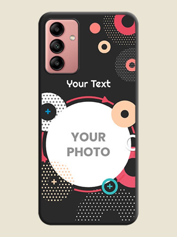 Custom Multicoloured Round Image on Personalised Space Black Soft Matte Cases - Galaxy A04s - alternate view