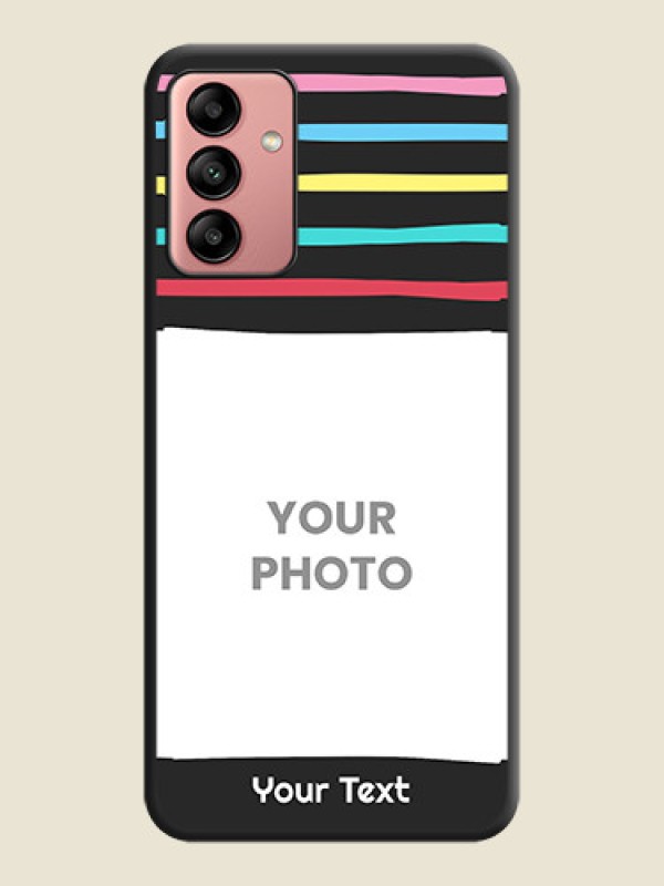 Custom Multicolor Lines with Image on Space Black Personalized Soft Matte Phone Covers - Galaxy A04s - alternate view