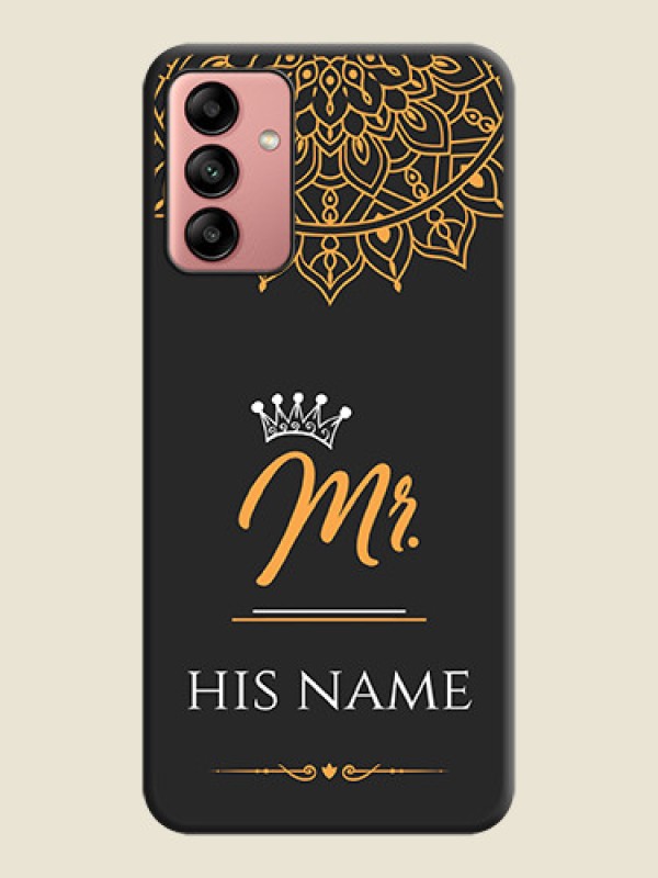 Custom Mr Name with Floral Design  on Personalised Space Black Soft Matte Cases - Galaxy A04s - alternate view