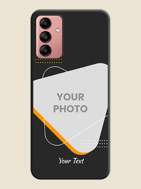Custom Yellow Triangle on Photo on Space Black Soft Matte Phone Cover - Galaxy A04s - alternate view
