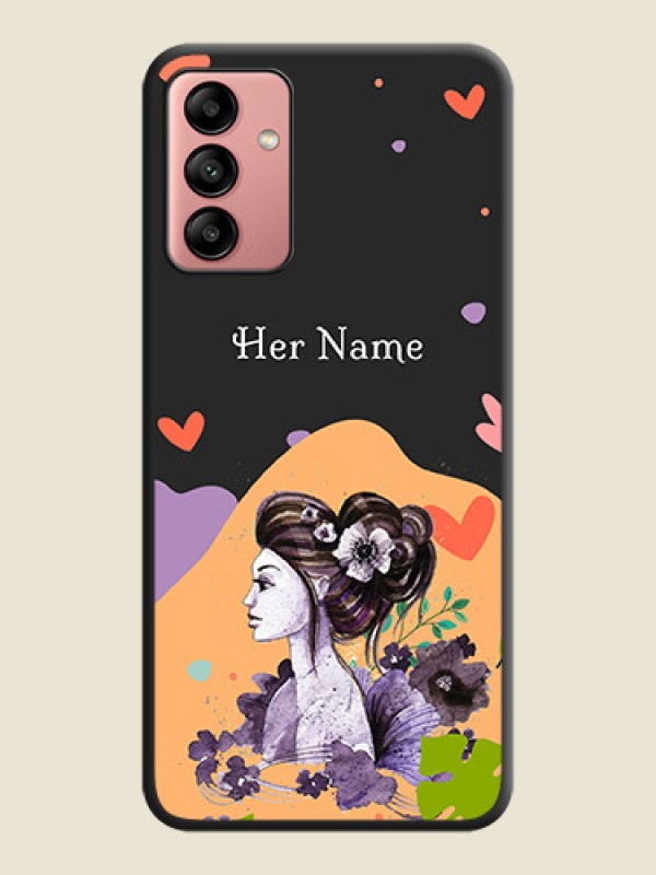 Custom Namecase For Her With Fancy Lady Image On Space Black Personalized Soft Matte Phone Covers -Samsung Galaxy A04S - alternate view