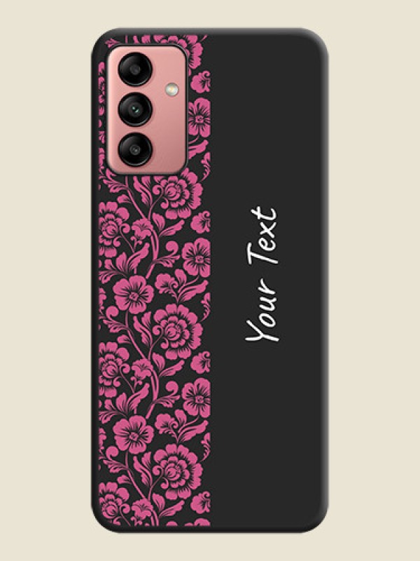 Custom Pink Floral Pattern Design With Custom Text On Space Black Personalized Soft Matte Phone Covers -Samsung Galaxy A04S - alternate view