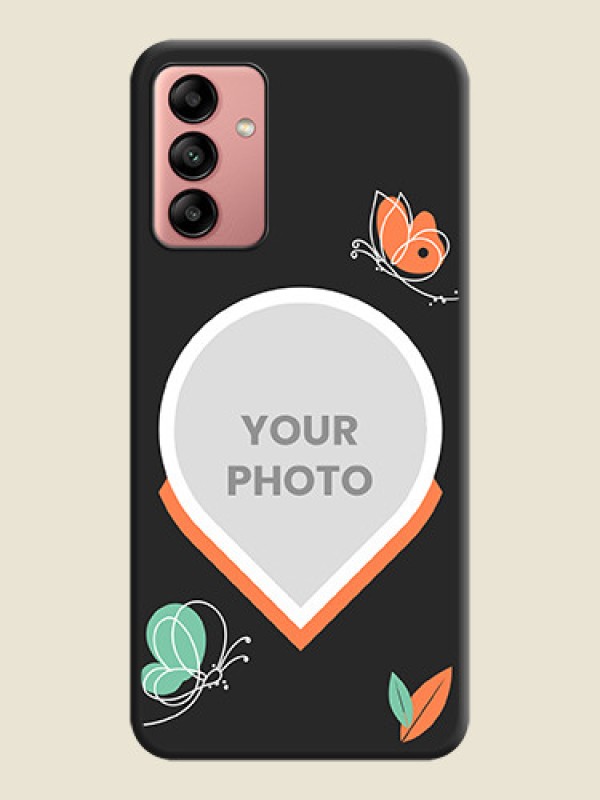 Custom Upload Pic With Simple Butterly Design On Space Black Personalized Soft Matte Phone Covers -Samsung Galaxy A04S - alternate view