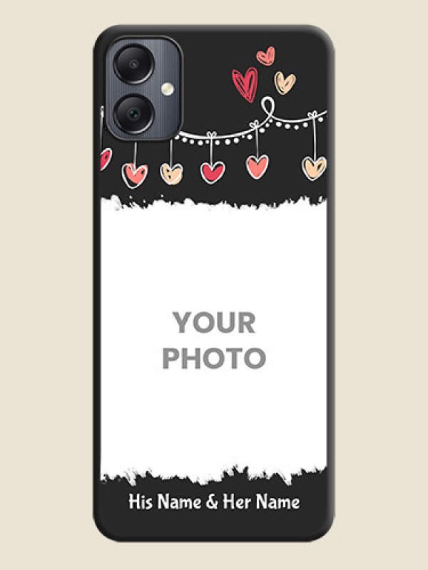 Custom Pink Love Hangings with Name On Space Black Custom Soft Matte Mobile Back Cover - Galaxy A05 - alternate view