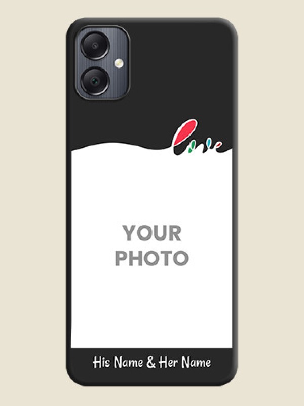 Custom Fall in Love Pattern with Picture on Photo On Space Black Custom Soft Matte Mobile Back Cover - Galaxy A05 - alternate view
