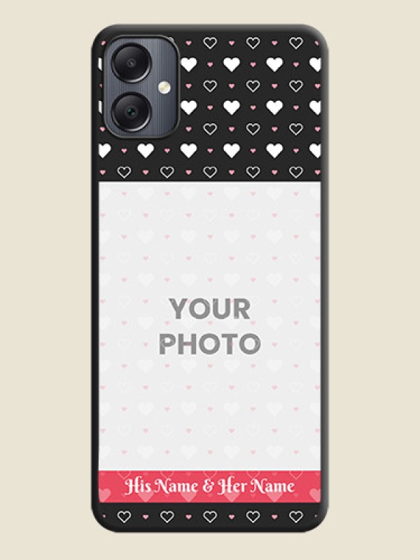 Custom White Color Love Symbols with Text Design on Photo On Space Black Custom Soft Matte Mobile Back Cover - Galaxy A05 - alternate view