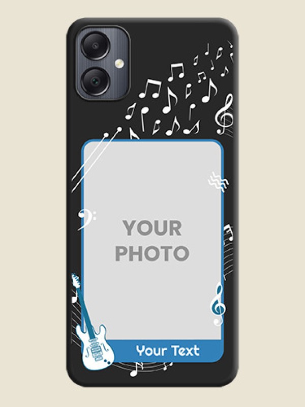 Custom Musical Theme Design with Text on Photo On Space Black Custom Soft Matte Mobile Back Cover - Galaxy A05 - alternate view