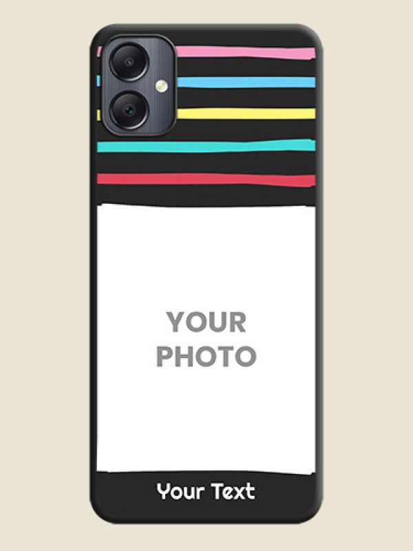 Custom Multicolor Lines with Image On Space Black Custom Soft Matte Mobile Back Cover - Galaxy A05 - alternate view