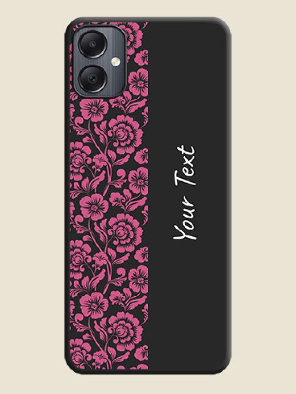 Custom Pink Floral Pattern Design With Custom Text On Space Black Custom Soft Matte Mobile Back Cover - Galaxy A05 - alternate view