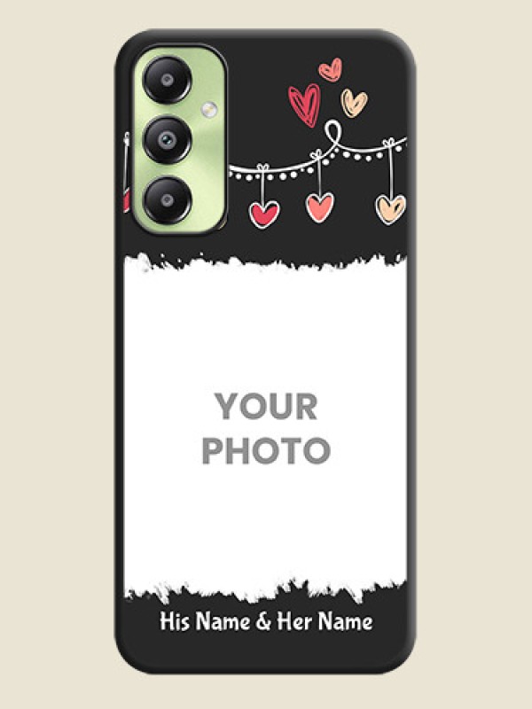 Custom Pink Love Hangings with Name On Space Black Custom Soft Matte Mobile Back Cover - Galaxy A05s - alternate view