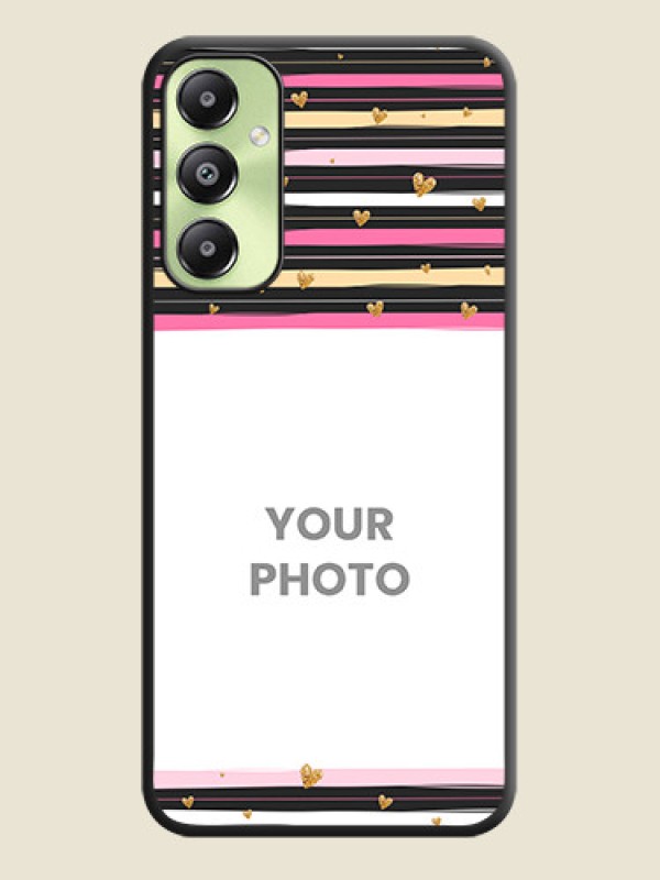 Custom Multicolor Lines and Golden Love Symbols Design on Photo On Space Black Custom Soft Matte Mobile Back Cover - Galaxy A05s - alternate view