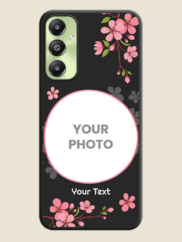 Custom Round Image with Pink Color Floral Design on Photo On Space Black Custom Soft Matte Mobile Back Cover - Galaxy A05s - alternate view