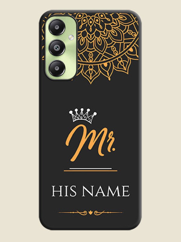 Custom Mr Name with Floral Design On Space Black Custom Soft Matte Mobile Back Cover - Galaxy A05s - alternate view