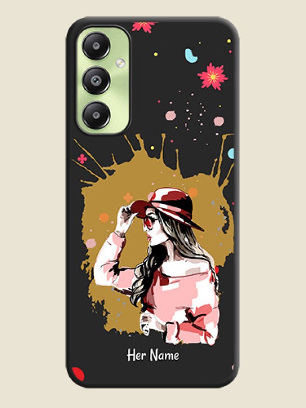 Custom Mordern Lady With Color Splash Background With Custom Text On Space Black Custom Soft Matte Mobile Back Cover - Galaxy A05s - alternate view