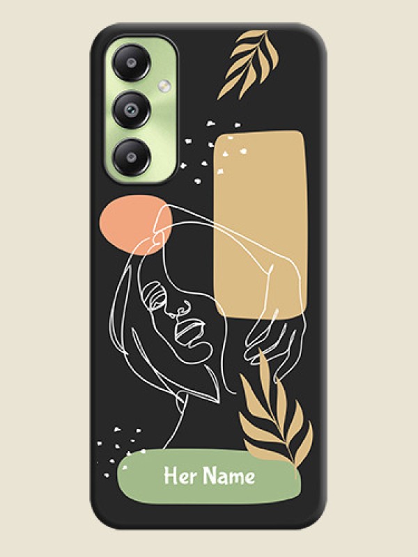 Custom Custom Text With Line Art Of Women & Leaves Design On Space Black Custom Soft Matte Mobile Back Cover - Galaxy A05s - alternate view