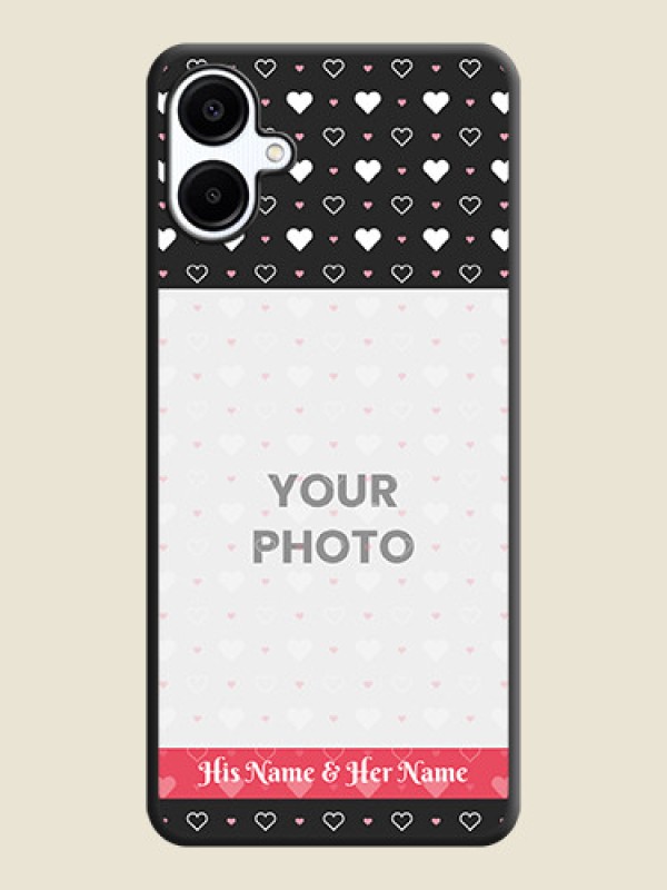 Custom White Color Love Symbols with Text Design on Photo On Space Black Custom Soft Matte Mobile Back Cover - Galaxy A06 - alternate view